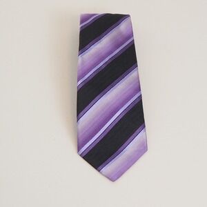 Balenciaga Paris 100% Silk Tie Purple Striped Made in Italy Designer‎